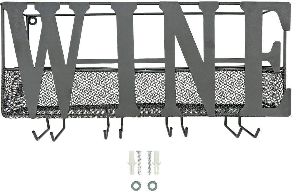 Southern Homewares Wine Bottle Rack & Glass Holder  Shabby Chic Vintage Decor for Kitchen or Bar, Wine Display Shelf, SH-10228