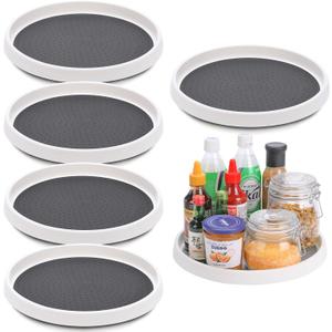 Set of 6, 12 Inch Non-Skid Lazy Susan Turntable, Lazy Susan Organizer for Cabinet, Pantry Organization, Kitchen Storage, Bathroom Sink Cabinet, Refrigerator, Countertop, Spice Rack (6 Pack 12 in)