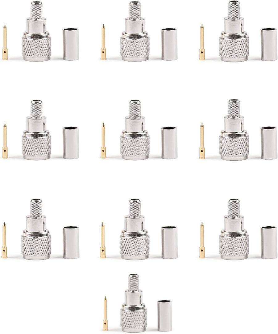 10Pcs Mini-UHF Male Crimps Connector for RG-58/U Cable Motorola Radio Antenna