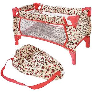Baby Doll Crib Toddler Toy, Baby Doll Accessories, Baby Doll Bed Set for 3 Year Old Girls & 5+ Year Old Girls, Girl Doll Stuff, Furniture for Dolls & Accessories, 18 inch Dolls Pack and Play (Floral)