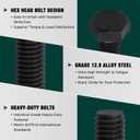 M12-1.75 x 80mm Hex Bolts, 12.9 Grade Alloy Steel, Black Oxide Finish, Full Thread, Coarse Thread UNC, Hexagon Head Bolts 5 PCS