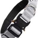 TSPRO Premium Dog Collars Tactical Dog Collar with Handle and Heavy Duty Quick-Release Metal Buckle Durable Thick and Adjustable for Medium to Large Dogs (Silver M) (Handle Version-Size M (Adjustable 14.5"-18"))