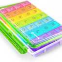 AUVON iMedassist Moisture-Proof Weekly Pill Organizer 4 Times a Day, Large 7 Day Pill Box Case with Portable Design for Travel, Removable Individual Containers Hold Vitamins, Supplements, Medications