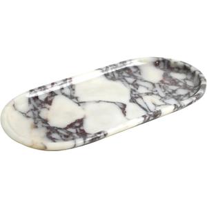 Natural Marble Tray, Coffee Table, Food, Fruit, Paper Cup, Cake Display, Coffee bar, Family Gatherings, Seasonal Holiday Decoration Tray(Viola-oval-11 x5 x0.7)