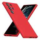 LoeoeL for Samsung Galaxy S22 Ultra Phone Case Silicone, Minimalist Ultra Thin Slim Soft Rubber Gel Solid Color Matte TPU Cute Case for Women Men, Girly Plain Aesthetic Design & Camera Cover, Red