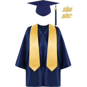 SOMSOC 4 Pieces Kindergarten Graduation Cap and Gown Set for Preschool Nursery Kids Graduation Stole Gown with 2026 Tassel (S)