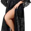EYWOL Wedding Guest Dress Plus Size Ruffle Bell Sleeve V Neck A Line Flowy Empire Waist Maxi Dresses with Slit (Medium)