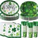 350 Pieces St. Patricks Day Party Supplies Irish Party Tableware Set for 50 Guests Include Oval Dinner Plates Dessert Plates Napkins Paper Cups Plastic Forks Spoons Knives