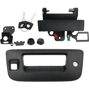 APPERFiT Locking Tailgate Handle Latch & Bezel w/Lock Cylinder & Backup Camera Hole Compatible with 2007-2014 Chevrolet Chevy Silverado GMC Sierra 1500 2500 3500