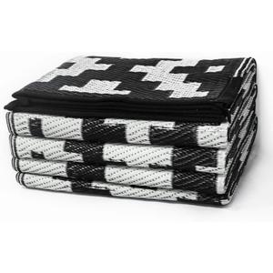 6x9 FT Reversible Black White Camping Rug Lightweight Outdoor Mat for RV Picnics