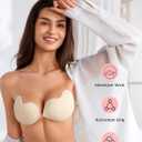 Rosefly Sticky Bra Push up for Women, Mango Arc Fabric, Invisible Seamless Reusable Backless Strapless Bra for Dress, B Size