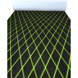 KXKZREN EVA Foam Boat Flooring Decking Sheet 6mm Thick Diamond Anti-Slip Marine Flooring Mat Self Adhesive Deck Pad for Bass Boat Yacht Motorboat RV Cooler Tops,47.2" x 94.5" / 27.6"x74.8" (Black with Green Diamond Seam Lines)