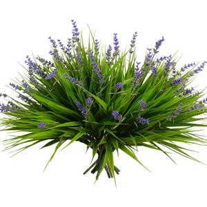 alyptus 12 Bundles Artificial Plants Outdoor Fake Monkey Grass with Flowers for Pot UV Resistant Plant Decor for Window Garden Patio Hanging Planter Pathway Front Porch (Grass with Flowers) (Green and Purple)