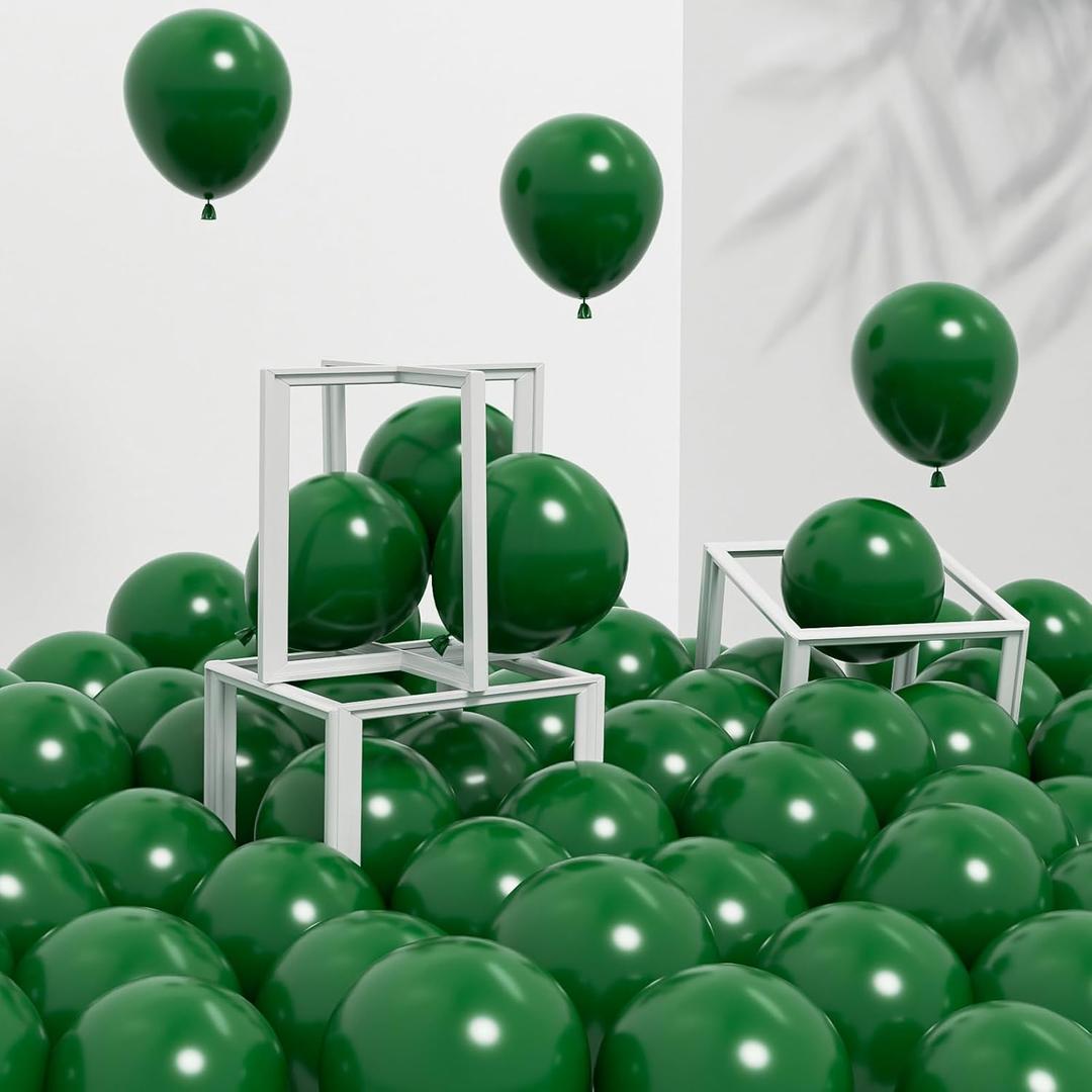 Awenztech 120pcs 5 inch Dark Green Balloons, small Forest Green Latex Balloons for Christmas Jungle Football Tropical Safari Birthday Party Decorations
