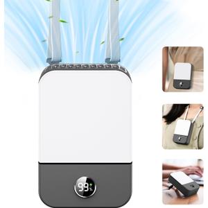 Andwing Portable Neck Fan Rechargeable, Mini Fan Handheld with Waist Clip 3 Speed Adjustable, Leafless Personal Fan for Home Office Outdoor Travel (Grey)