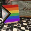 3 x LGBT Pride Month Gifts for Men Women, LGBT Rainbow Progress Pride Lesbian Gay Queer Home Office Desk Decor, LGBTQ Equality Decor Sign