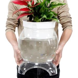 3 Gallon PET Aquaponic Betta Fish Tank Aquaponic with Base and Top, Large Bowl Shatterproof Aquarium Fish Tank with Clear Clarity for Terrarium, Flower Vase Centerpiece Present for Fish Lovers