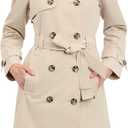 LONDON FOG Women's 3/ 4 Length Double-Breasted Trench Coat with Belt, Stone, Large