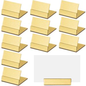 Yaocom 12 Pcs Small Table Number Holders Metal Place Card Holder Vintage Mini Table Number Name Card Display Stand for Wedding Memo Reception Photo Picture Party Restaurant, 1.4 x 1.3 x 1 Inch (Gold)
