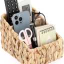 Sumnacon Water Hyacinth Remote Control Holder, Rustic Remote Control Holder Caddy with 3 Compartments,Decorative Remote Control Storage Organizer Caddies for Table, Bedroom,Living Room
