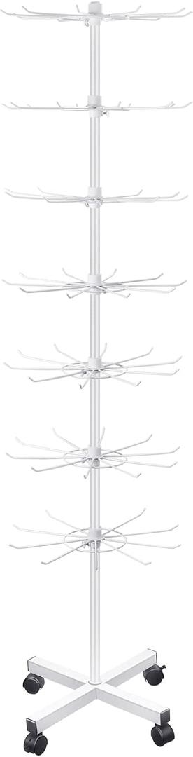 Chunful Retail Display Stand 7 Tier Spinner Display Rack Hats Jewelry Keychain Craft Show Rack with Hooks for Malls, Showroom, Retail Store (White) Chunful Retail Display Stand 7 Tier Spinner Display Rack Hats Jewelry Keychain Craft Show Rack with Hooks for Malls, Showroom, Retail Store (White)