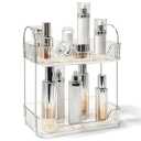 TENDER EPOCH Bathroom Counter Organizer Countertop Storage Skincare Countertop Makeup Organizer Cosmetics Skincare Organizers Holder for Perfume-Clear White-Silver Pole