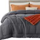 Bedsure Comforter Duvet Insert - Quilted Comforters King Size, All Season Duvet, GentleSoft Down Alternative Bedding, with 8 Tabs, Gifts for Women/Men, Grey, King 90 x 102 Inches