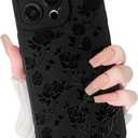 Lovmooful Compatible for iPhone 13 Pro Max Case Cute Cool Flower Floral with Black Design for Girls Women Soft TPU Shockproof Protective Girly for iPhone 13 Pro Max-Rose