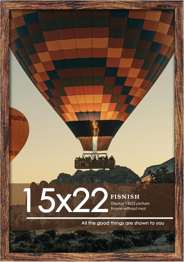 15x22 Picture Frame, Classic Brown 15 x 22 Poster Frame for Horizontal or Vertical Wall Mounting, 1 Pack