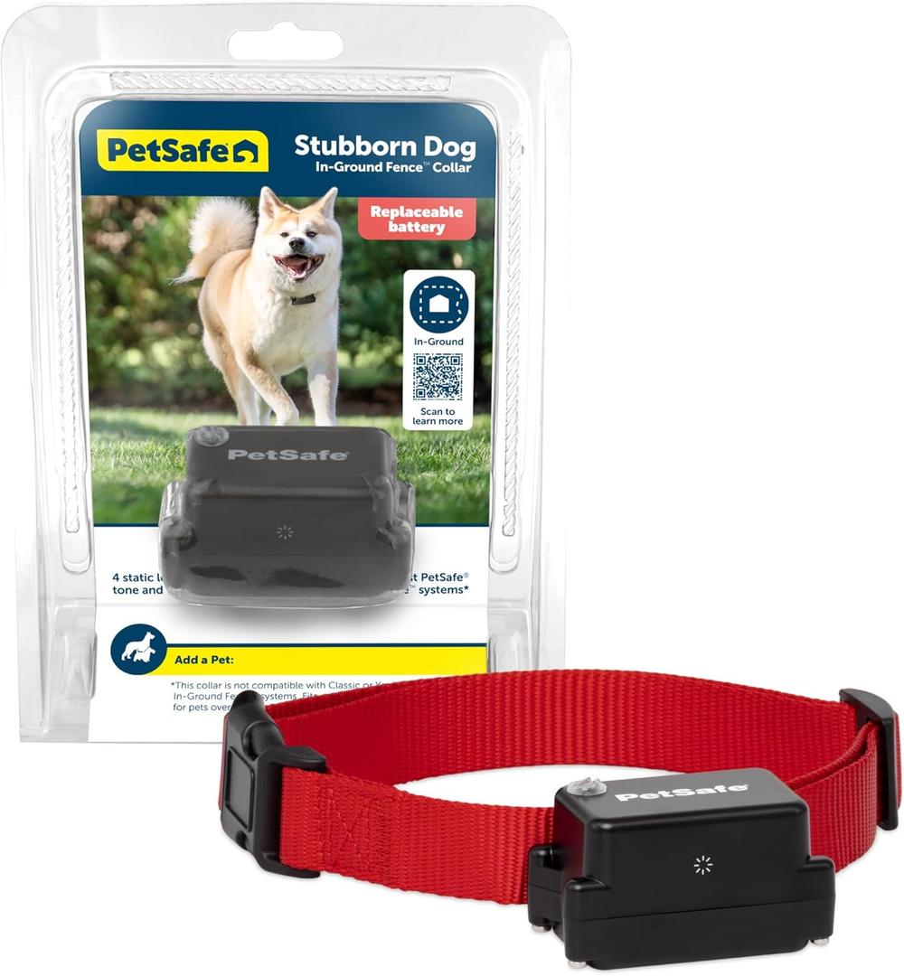 PetSafe Stubborn Dog Pet Fence Receiver Collar Only - In-Ground Containment Collar, Waterproof - Tone, Vibrae & Static Correction for Dogs 8lb and Up - From The Parent Company of INVISIBLE FENCE Brand