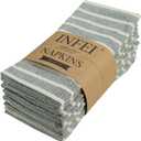 Broad Striped Cotton Blended Dinner Cloth Napkins - Set of 12 (40 x 30 cm) - for Christmas Events & Home Use (Green)