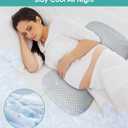 Pregnancy Pillow Cooling for Sleeping, Detachable and Adjustable Double-Sided Support Maternity Pillow Skin-Friendly for Pregnant Women Back, HIPS, Legs(30Slope Design Verified by Expectant Mothers)