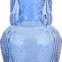 elle decor 2 Pc Carafe Set | Bedside Night Water Carafe | Glass Pitcher and Cup that Doubles as a Lid | Glass Tumbler Perfect for Storing Water, Juice, and Other Drinks on Desktop/Shelf (Blue)