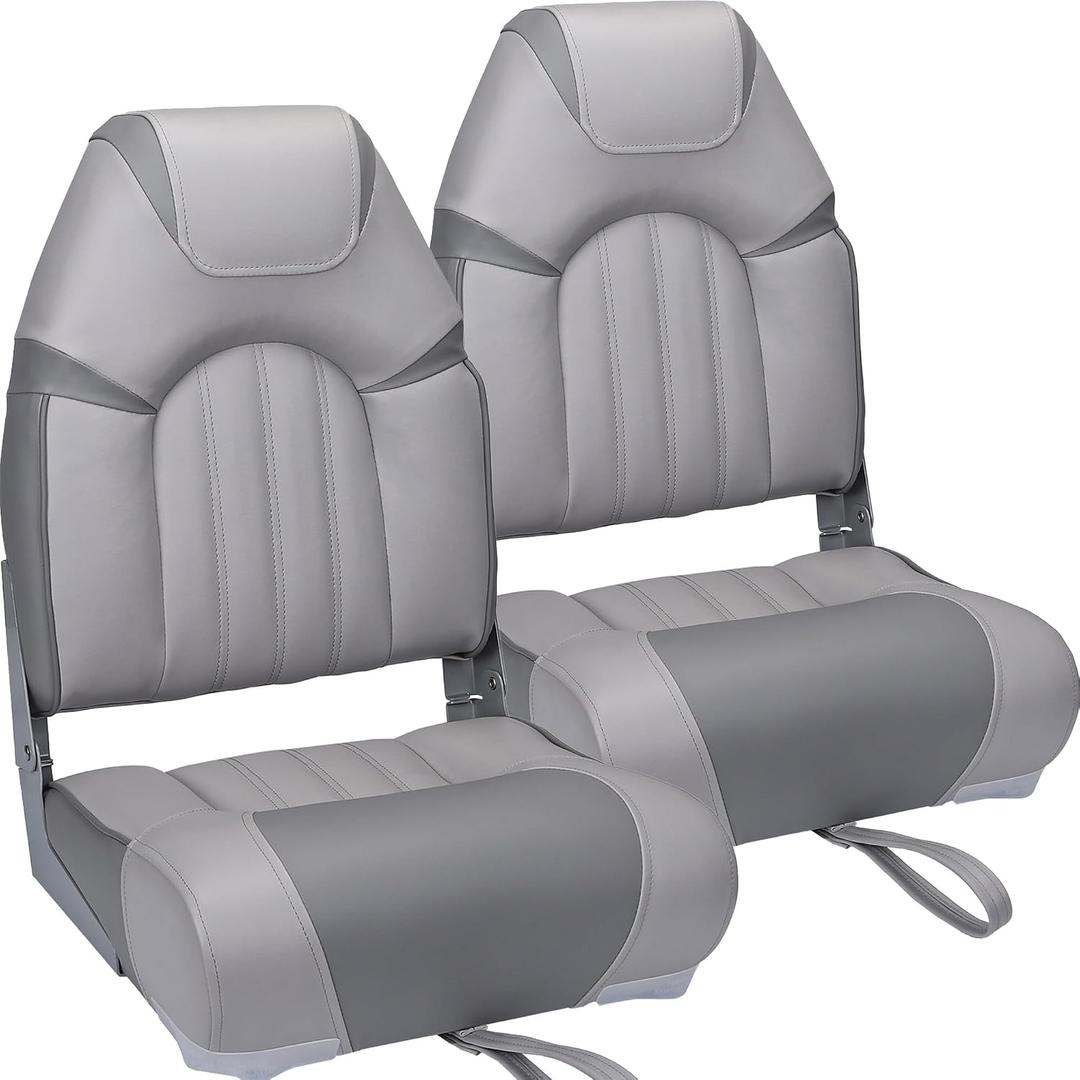 2 Pack High Back Folding Boat Seats Fishing Boat Chair for Bass