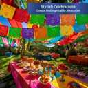 Mexican Party Banners (2 Pack with 10 Plastic Flags per Banner) - Papel Picado Mexicano para Fiesta - Plastic Papel Picado - Fiesta Themed Party Decorations - Mexican Decor