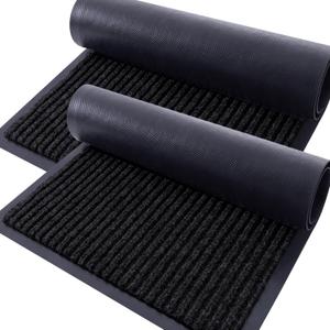 OLANLY Front Door Mat Indoor Outdoor Entrance, 2-Pack 47 x 32 Inch, Waterproof Heavy Duty Doormat, Fade Resistant, Low Profile, Easy Clean Patio Porch Welcome Floor Mats for Entry, Black