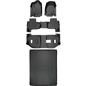 SMARTLINER Floor Mats 3 Rows and Cargo Liner Behind 2nd Row Set for 2015-2020 Chevrolet Suburban