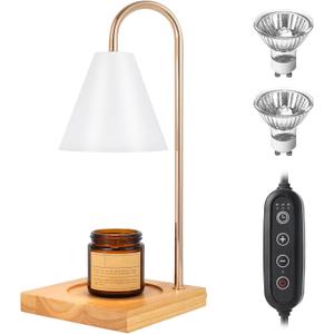 Candle Warmer Lamp for Jar Candles, White Candle Warmer Lamp with Timer 2H/4H/8H Nightstand Lamp for Bedroom (2 Wax Warmer Bulbs)