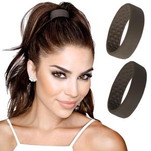 PONY-O Large for Thick, Heavy or Poofy Curly Hair Revolutionary Hair Tie Alternative Ponytail Holders - 2 Pack Brown and Dark Brown Original Patented Hair Styling Accessories