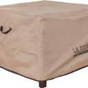 ULTCOVER Waterproof Patio Ottoman Cover Square Outdoor Side Table Furniture Covers Size 27L x 27W x 18H inch (Brown)