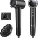 slopehill 110,000 RPM Professional Hair Dryer - 0.8lb Ultra-Lightweight, 2 Billion Ion Technology for 98% Frizz Reduction, AI Smart-Temp Control, Magnetic Attachments for All Hair Types (Dark Black)