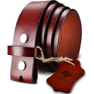HJones Western Belts for Men without Buckle,Cowboy Belt Buckles for Men,1.5" Wide Genuine Leather Belt No Buckle (34, Brown)