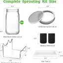 Organic Seed Sprouting Jar Kit 2 32 oz Wide-Mouth Mason Jars with Stainless-Steel Sprouter Lids & Stand, Blackout Sleeves, Drain Tray Grow Broccoli, Alfalfa & Bean Microgreens