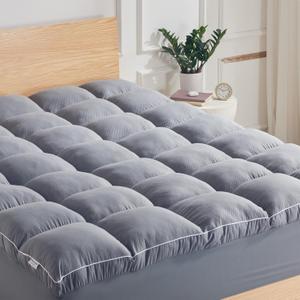 SLEEP ZONE King Mattress Topper Washable, Deep Pocket Mattress Pad, Thick Fitted Mattress Cover for Back Pain, Breathable Mattress Protector, Hotel Quality (Grey, King) (King Size Lite Version, Dark Grey)