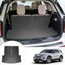 Auxko All Weather Cargo Mat with Back Seat Mat Fit for Ford Explorer 2026 2025-2020 TPE Trunk Mat Accessories All Season Odorless Anti-Slip Black