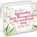Christian Christmas Gifts for Women John 1:1 Clear Makeup Bag with Zipper Inspirational Gifts for Women Friends Religious Baptism Gifts for Adults Cosmetic Travel Bag Organizer Bible Verse Gifts (... was the word, and the word was God John 1:1)