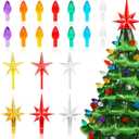 Ceramic Christmas Tree Replacement Lights Bulbs, 120 PCS Flame Shape Light up Medium Twist, 6 PCS Stars, Ornaments for Tree, Assorted Colors, (Ceramic Christmas Tree not Included)