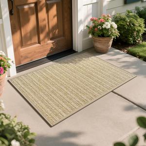 Front Door Mat 24"x35", Heavy Duty Waterproof Dirt Trapping Non-Slip Doormats, Low Profile Entrance Mats for Front Indoor/Outdoor, Brown