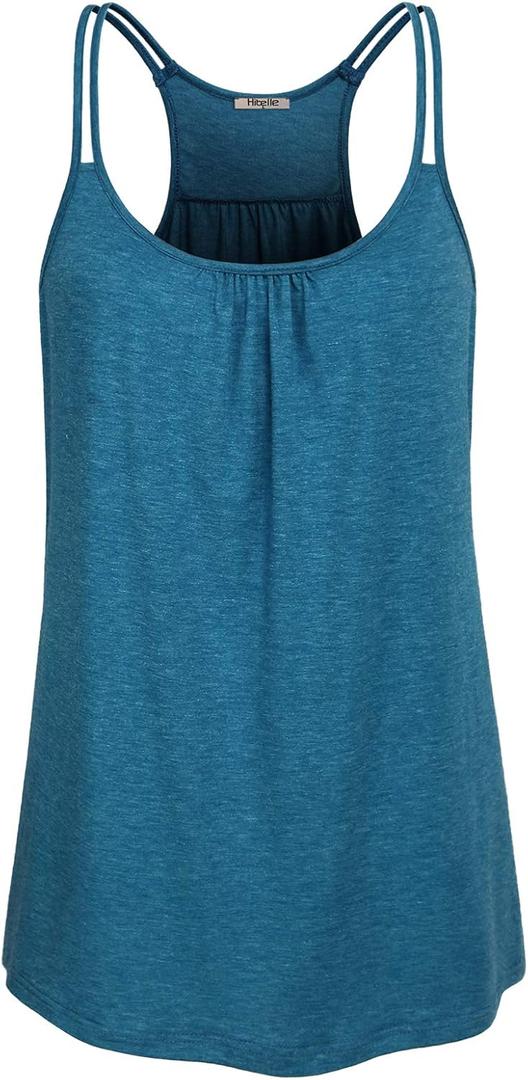 Hibelle Womens Scoop Neck Cute Racerback Yoga Workout Tank Top (X-Large, Sea Blue)