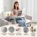 Reading Pillow for Bed, Lap Desk for Laptop, Memory Foam Arm Rest Support Gaming Pillow with Cup/Phone Pocket, Laptop Lap Desk for Working, Gaming, Reading on Couch Bed Floor- Grey